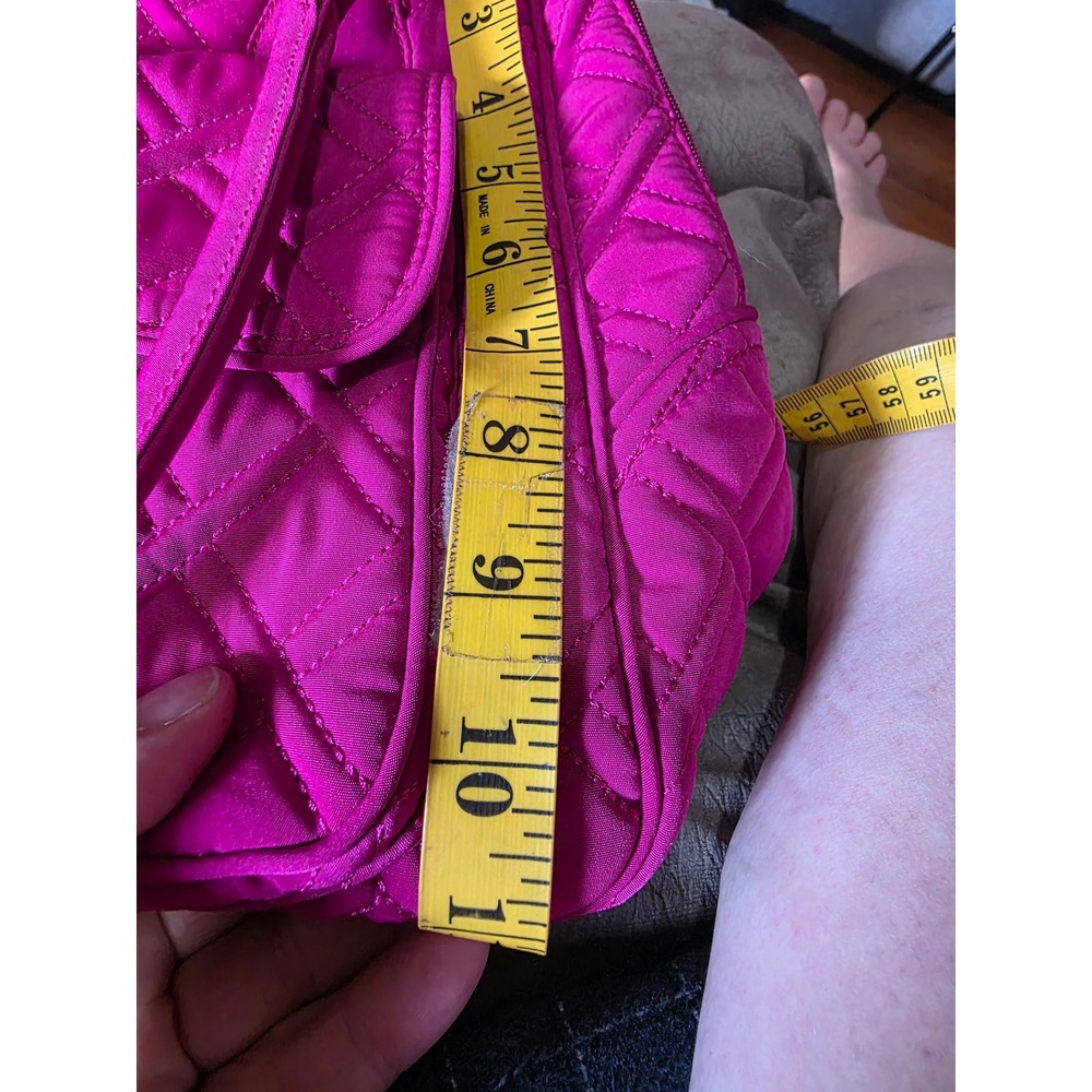 Vera Bradley Magenta Pink Quilted Microfiber Shoulder Bag Turn Lock Handbag - Picture 9 of 10